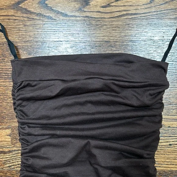 Brown Side Ruched Tube Top - Picture 11 of 12